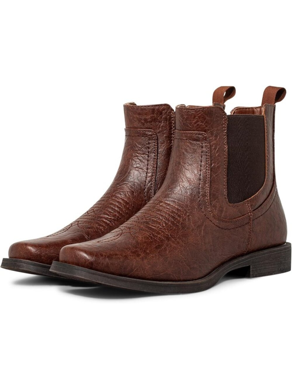 Men’s  Dark Brown Ankle Chelsea Cowboy Boots Western Slip On Casual Dress Boots